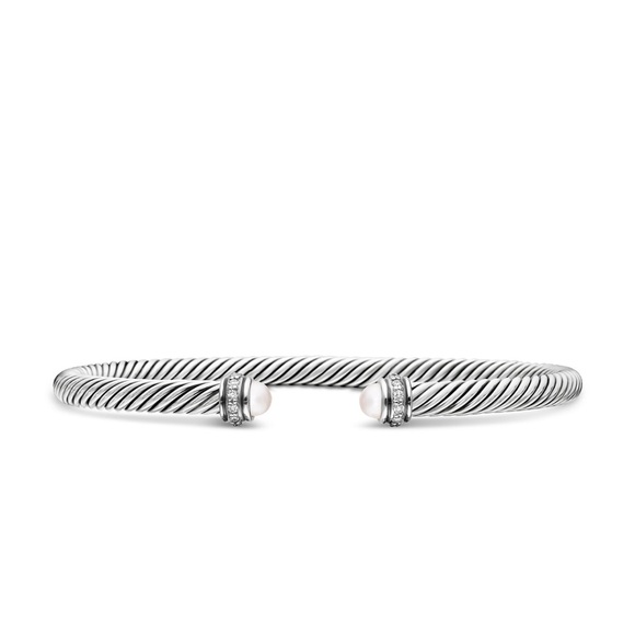 David Yurman Jewelry - David Yurman Cable Bracelet with Pearl and Diamonds